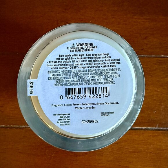 NEW EUCALYPTUS SNOWFALL 8oz Single Wick Candle Bath & Body Works - Picture 3 of 3